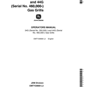 John Deere 34G, 44G Gas Grills Operator's Manual (OMTY20669) - Image 1