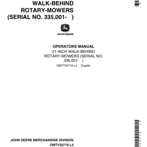 John Deere 21SP Walk-Behind Rotary Mower Operator's Manual (OMTY20718) - Image 1