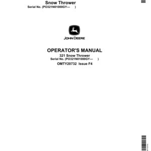 John Deere 321 Snow Thrower Operator's Manual (OMTY20732) - Image 1