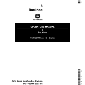 John Deere 8 Backhoe Operator's Manual (OMTY20744) - Image 1