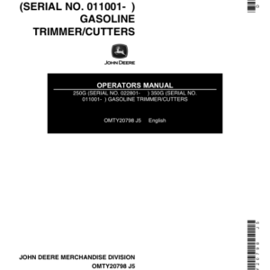 John Deere 250G (022801-) & 350G (011001-)(Subs with OMM122063) Operator's Manual (OMTY20798) - Image 1