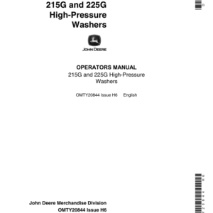 John Deere 215, 225G Hi-Pressure Washer Operator's Manual (OMTY20844) - Image 1