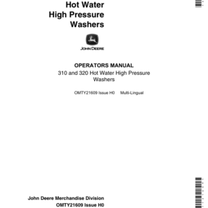 John Deere 310, 320 Hot Water High Pressure Washers Operator's Manual (OMTY21609) - Image 1