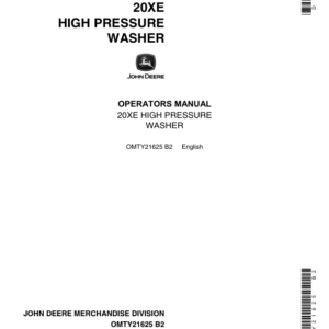 John Deere 20XE High Pressure Washer Operator's Manual (OMTY21625) - Image 1