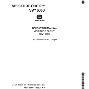 John Deere Moisture Check, TY16060 Operator's Manual (OMTY21651) - Image 1