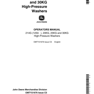 John Deere OP MAN,214G,20KG,25KG HIGH PRES WSH Operator's Manual (OMTY21676) - Image 1