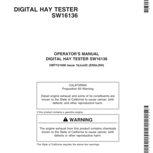 John Deere Digital Hay Tester SW16136 Operator's Manual (OMTY21690) - Image 1