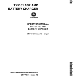 John Deere Manual Battery Charger, TY5161 10/2 Operator's Manual (OMTY24014) - Image 1