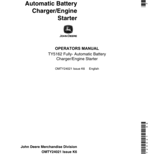 John Deere OP MAN: TY5162 BATTERY CHARGER Operator's Manual (OMTY24021) - Image 1