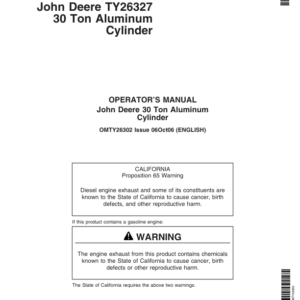 John Deere John Deere TY26327 30-Ton Aluminum Cylinder Operator's Manual (OMTY26302) - Image 1