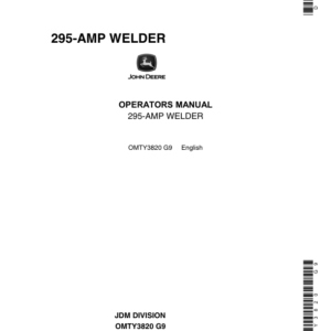 John Deere 295-AMP Welder Operator's Manual (OMTY3820) - Image 1