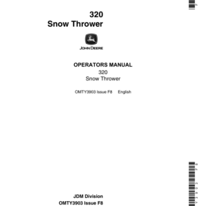 John Deere 320 Snow Thrower Operator's Manual (OMTY3903) - Image 1