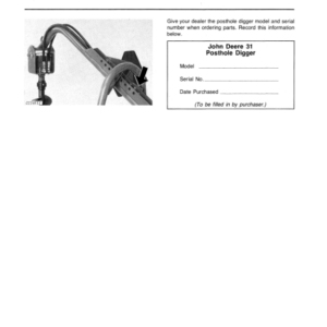 John Deere 31 Posthole Digger For Utility Tractors Operator's Manual (OMTY3958) - Image 2