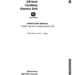 John Deere Electric Drill, TY9037 Operator's Manual (OMTY3974) - Image 1