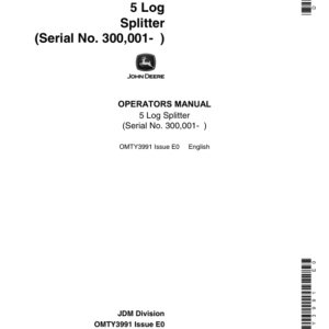 John Deere No. 5 Log Splitter Operator's Manual (OMTY3991) - Image 1