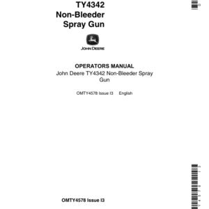 John Deere Paint Sprayer, TY4342, Non Bleeder Operator's Manual (OMTY4578) - Image 1