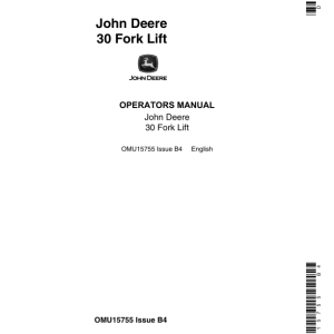 John Deere 30 Forklifts Operator's Manuals (OMU15755) - Image 1