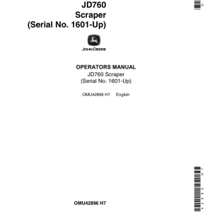John Deere 760 Scrapers Operator's Manuals (OMU42896) - Image 1