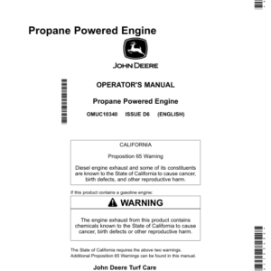 John Deere Propane Powered Engine (North America) Operator's Manual (OMUC10340E) - Image 1