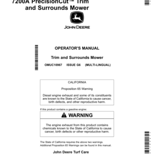 John Deere 7200A PrecisionCut Trim, Surrounds Mower (040001-050000) Operator's Manual (OMUC10967) - Image 1