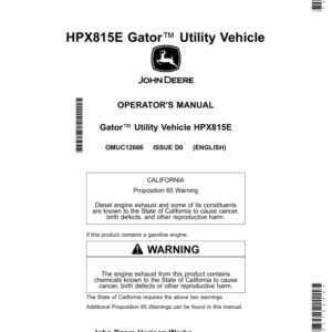 John Deere HPX815E Gator Utility Vehicle (010001-020000) Operator's Manual (OMUC12666) - Image 1