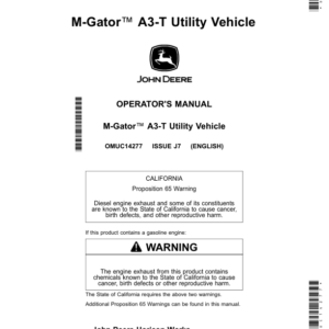 John Deere M-Gator A3-T Utility Vehicles Operator's Manual (OMUC14277) - Image 1