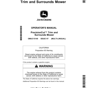 John Deere 2653B PrecisionCut Trim, Surrounds Mower (North American) Operator's Manual (OMUC15149) - Image 1