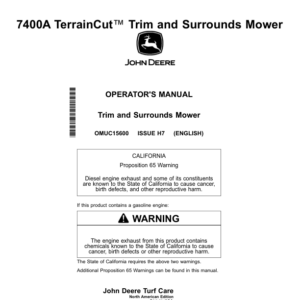 John Deere 7400A TerrainCut Trim, Surrounds Mower (North American) Operator's Manual (OMUC15600) - Image 2
