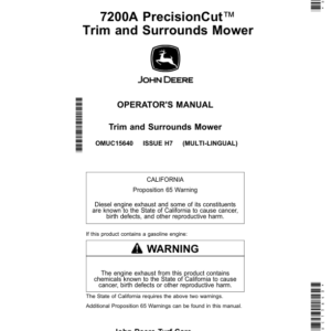 John Deere 7200A PrecisionCut Trim, Surrounds Mower (050001-060000) (North American) Operator's Manual (OMUC15640) - Image 1