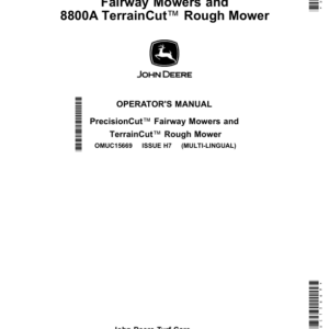 John Deere 7500A, 7700A, 8700A, 8900A PrecisionCut Fairway Mowers, 8800A TerrainCut Rough Mower (Export Edition) Operator's Manual (OMUC15669) - Image 1