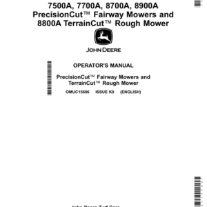 John Deere 7500A, 7700A, 8700A (050001-), 8900A (020001-) PrecisionCut Fairway Mowers & 8800A (050001-) TerrainCut Rough Mowers Operator's Manual (OMUC15686) - Image 1