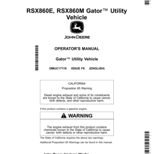 John Deere RSX860E & RSX860M Gator Utility Vehicles Operator's Manual (OMUC17119) - Image 1