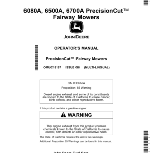 John Deere 6080A, 6500A, 6700A PrecisionCut Fairway Mowers (North American) Operator's Manual (OMUC18167) - Image 1