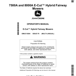 John Deere 7500A, 8000A E-Cut Hybrid Fairway Mowers (North American) Operator's Manual (OMUC19264) - Image 1