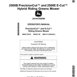 John Deere 2500B PrecisionCut, 2500E E-Cut HybridRiding Greens Mower (North American) Operator's Manual (OMUC19518) - Image 1