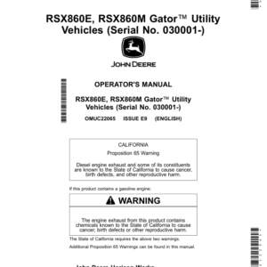 John Deere RSX860E, RSX860M Gator Utility Vehicles Operator's Manual (OMUC22065) - Image 1