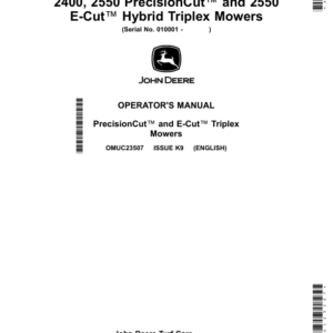 John Deere 2400, 2550 PrecisionCut, 2550 E-Cut Hybrid Triplex Mowers Operator's Manual (OMUC23507) - Image 1