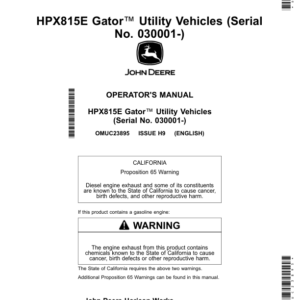 John Deere HPX815E Gator Utility Vehicles Operator's Manual (OMUC23895) - Image 1