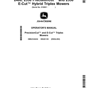 John Deere 2400, 2550 PrecisionCut, 2550 E-Cut Hybrid Triplex Mowers Operator's Manual (OMUC24434) - Image 1