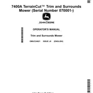 John Deere 7400A TerrainCut Trim, Surrounds Mower (070001-) Operator's Manual (OMUC24621) - Image 1