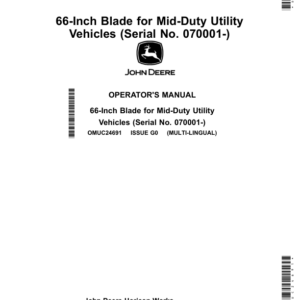 John Deere 66-Inch Blade for Mid-Duty Utility Vehicles (Serial No. 070001-) (Export Edition) Operator's Manual (OMUC24691) - Image 1