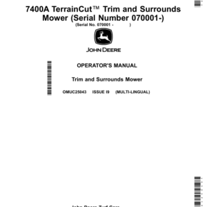 John Deere 7400A TerrainCut Trim, Surrounds Mower(Serial Number 070001-) (Export Edition) Operator's Manual (OMUC25043) - Image 1