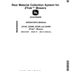 John Deere Rear Material Collection System for ZTrak Mowers (Export Edition) Operator's Manual (OMUC26358) - Image 1