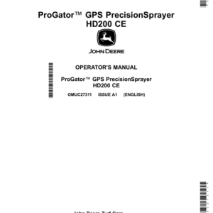 John Deere ProGator GPS Precision Sprayer HD200 CE (040001-) Operator's Manual (OMUC27311) - Image 1