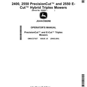 John Deere 2400, 2550 PrecisionCut, 2550 E-Cut Hybrid Triplex Mowers (020001-) Operator's Manual (OMUC27527) - Image 1