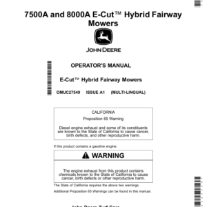 John Deere 7500A, 8000A E-Cut Hybrid Fairway Mowers (North American) Operator's Manual (OMUC27549) - Image 1