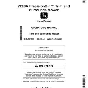 John Deere 7200A PrecisionCut Trim, Surrounds Mower (080001-100000) (North American) Operator's Manual (OMUC27551) - Image 1