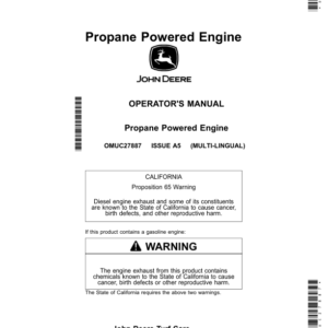 John Deere Propane Powered Engine Operator's Manual (OMUC27887) - Image 1