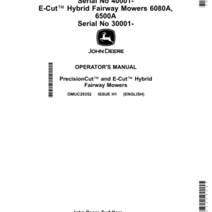 John Deere PrecisionCutFairway Mowers 6080A, 6500A, 6700A Serial No 040001-E-Cut Hybrid Fairway Mowers 6080A, 6500A Serial No 030001- (European Edition) Operator's Manual (OMUC29352) - Image 1