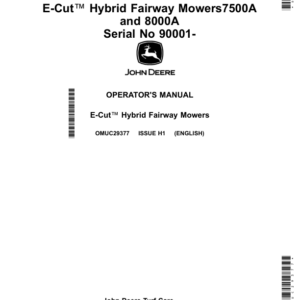 John Deere E-Cut Hybrid Fairway Mowers7500A, 8000A (090001-),(European Edition) Operator's Manual (OMUC29377) - Image 1